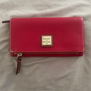 Dooney & Bourke Red Leather Wallet with Gold Emblem